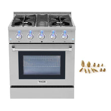 Thor Kitchen HRG3080U 30 in. Professional Gas Range Oven 4 Burners Blue Porcelain Interior Stainless Steel New