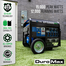 DuroMax XP15000HX 12000W/15000W Dual Fuel Gas Propane Generator with Remote Start and CO Alert New