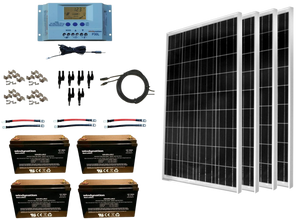 WindyNation SOK-400WP-P30L-400B 400 Watt Solar Panel Kit with 400ah AGM Battery New